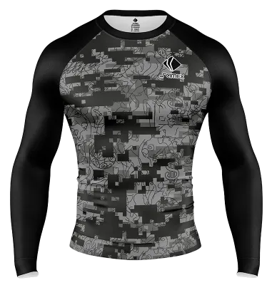 POLERA DE COMPRESIÓN CAMISETA DE COMPRESION CLUB TIJUANA XOLOS 2020-21 PLOMO - NEGRO - FIGURAS - CUADROS COD: 0019 .