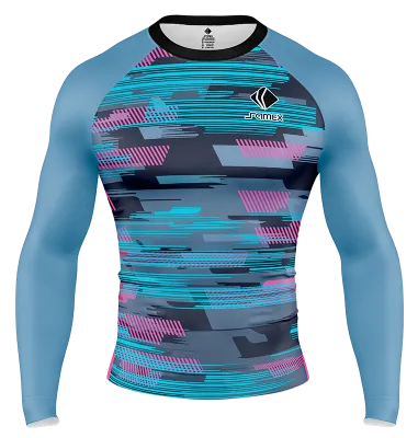 POLERA DE COMPRESIÓN CAMISETA DE COMPRESION RB LEIPZIG-TERCERA-EQUIPACION-2021-22 AZUL - ROSADO - TURQUESA - PLOMO - LINEAS COD: 0044 .