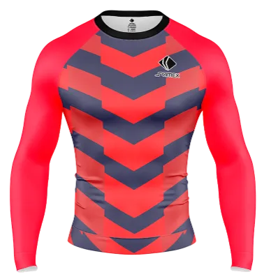 POLERA DE COMPRESIÓN CAMISETA DE COMPRESION TIBURONES ROJOS VERACRUZ 18-19 AZUL- ROJO -FRANJAS COD: 0063 .