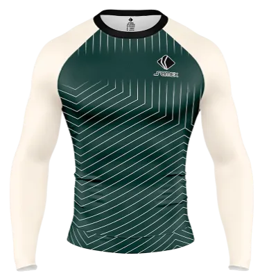 POLERA DE COMPRESIÓN CAMISETA DE COMPRESION UNIVERSITARIO DE DEPORTES - VERDE- BLANCO - LINEAS COD: 0075 .