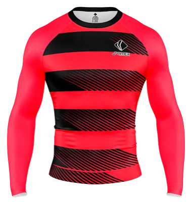 POLERA DE COMPRESIÓN CAMISETA DE COMPRESION LOCAL VITORIA 2016 NEGRO - ROJO - FRANJA COD: 0077 .
