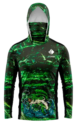 POLERON PESCA NEGRO MARMOL VERDE - DIBUJO PESCA DE LUBINA cod: 0021 .