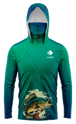 POLERON PESCA DEGRADADO VERDE - AZUL CON DIBUJO DE PEZ cod: 0037 .