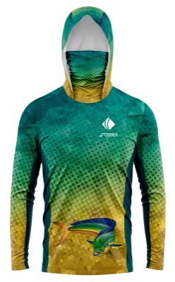 POLERON PESCA DEGRADE VERDE - AMARILLO - PEZ MAHI MAHI cod: 0068 .