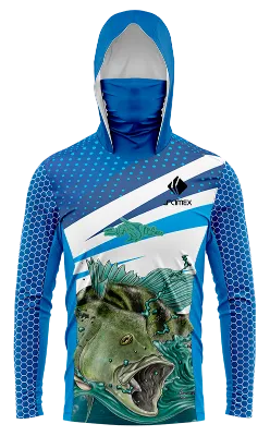 POLERON PESCA AZUL - CICULOS CELESTES - FRANJAS BLANCO - PEZ cod: 0079 .