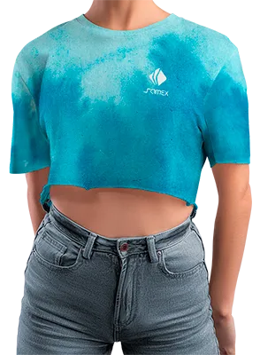 CROP TOP PERSONALIZADO CROP TOP CELESTE - AZUL - ESTAMPADO TIE DYE COD: 0007 .