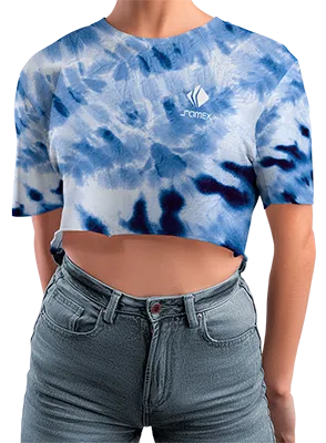 CROP TOP PERSONALIZADO CROP TOP AZUL - BLANCO -ESTAMPADO TIE DYE COD: 0024 .