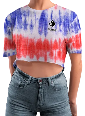CROP TOP PERSONALIZADO CROP TOP BLANCO - ROJO - AZUL - ESTAMPADO TIE DYE COD: 0028 .