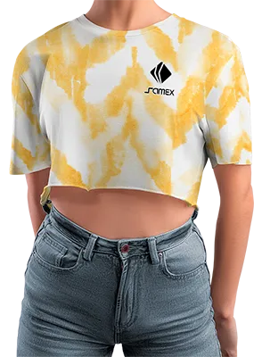 CROP TOP PERSONALIZADO CROP TOP BLANCO AMARILLO - ESTAMPADO TIE DYE COD: 0031 .
