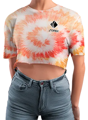 CROP TOP PERSONALIZADO CROP TOP BLANCO - ROJO - AMARILLO - ESTAMPADO TIE DYE COD: 0033 .
