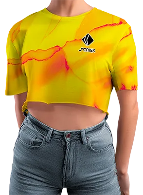 CROP TOP PERSONALIZADO CROP TOP AMARILLO - ROJO - EFECTO HUMO COD: 0034 .