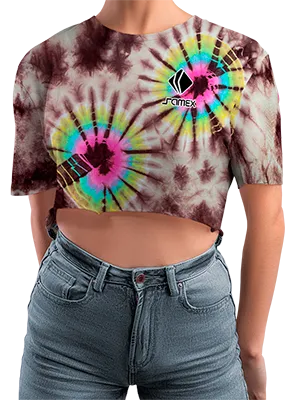 CROP TOP PERSONALIZADO CROP TOP ESTAMPADO TIE DYE MARRON - BLANCO COD: 0042 .