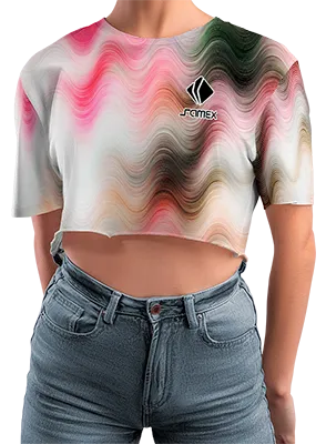 CROP TOP PERSONALIZADO CROP TOP BLANCO - ROJO - VERDE - LINEAS OBLICUAS COD: 0049 .