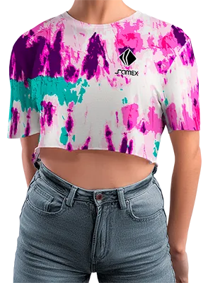 CROP TOP PERSONALIZADO CROP TOP BLANCO - TURQUESA - MORADO - ESTAMPADO TIE DYE COD: 0050 .