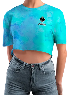 CROP TOP PERSONALIZADO CROP TOP TURQUESA - AZUL - ESTAMPADO TIE DYE COD: 0061 .