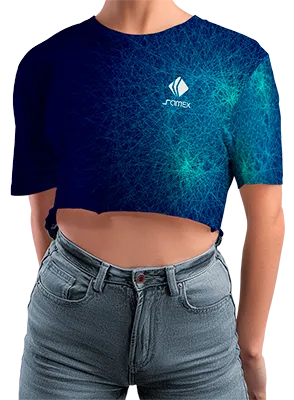 CROP TOP PERSONALIZADO CROP TOP AZUL - CELESTE - LINEAS COD: 0062 .