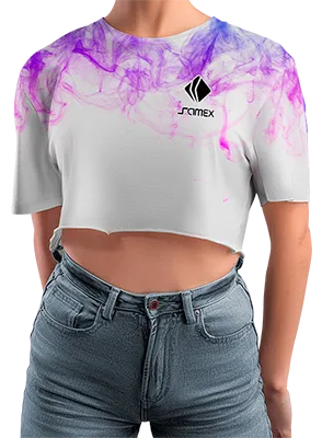 CROP TOP PERSONALIZADO CROP TOP BLANCO - MORADO - EFECTO HUMO COD: 0064 .
