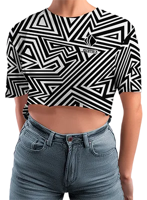 CROP TOP PERSONALIZADO CROP TOP BLANCO - NEGRO - TRIANGULOS COD: 0065 .