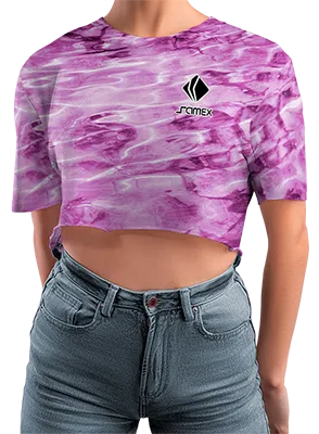 CROP TOP PERSONALIZADO CROP TOP BLANCO MORADO EFECTO MARMOL COD: 0066 .