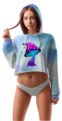 POLERA TOP CROP DAMA COD 0004 AZUL - BLANCO - ESTAMPADO TIE DYE - HONGO MORADO MAGICO.