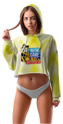 POLERA TOP CROP DAMA COD 0007 AMARILLO - BLANCO - ESTAMPADO TIE DYE - RETRO GAME 80.