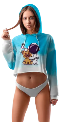 POLERA TOP CROP DAMA COD 0032 BLANCO - CELESTE - ESTAMPADO TIE DYE - ASTRONAUTA CON PERRO.