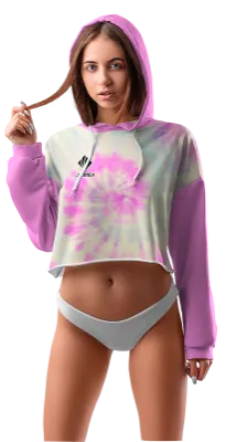POLERA TOP CROP DAMA COD 0038 ROSADO - BLANCO - ESTAMPADO TIE DYE.