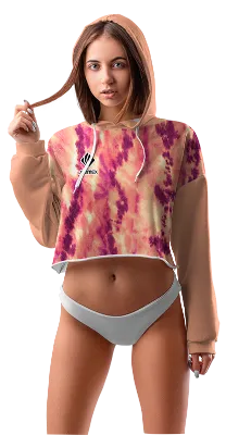 POLERA TOP CROP DAMA COD 0045 CREMA - MORADO - ESTAMPADO TIE DYE.