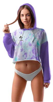 POLERA TOP CROP DAMA COD 0067 MORADO - BLANCO - ESTAMPADO TIE DYE.