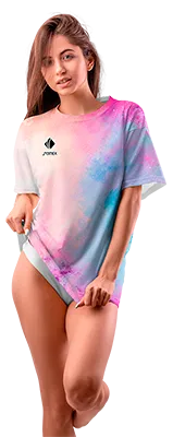 Polo Oversize Dama Cod 0001 ROSADO - CELESTE - NARANJA - ESTAMPADO TIE DYE .