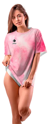 Polo Oversize Dama Cod 0004 ROSADO - BLANCO - BRILLOS - ESTAMPADO TIE DYE .