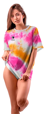 Polo Oversize Dama Cod 0026 BLANCO - AMARILLO - ROSADO - ESTAMPADO TIE DYE FRANJAS .