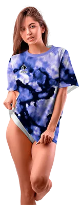 Polo Oversize Dama Cod 0036 AZUL - MORADO - BLANCO - ESTAMPADO TIE DYE .