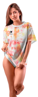 Polo Oversize Dama Cod 0041 BLANCO - AMARILLO - ROJO - ESTAMPADO TIE DYE .