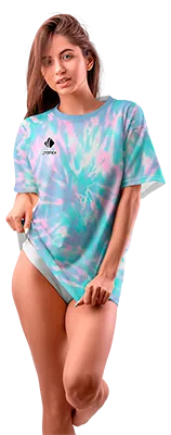 Polo Oversize Dama Cod 0046 LILA - TURQUESA - ROSADO - ESTAMPADO TIE DYE .