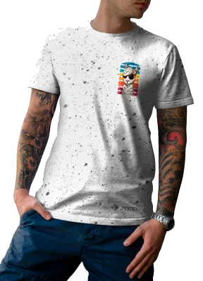 POLO URBANO POLO JUVENIL BLANCO ESTAMPADO JASPEADO NEGRO - LLAMA CON LENTES COD: 0019 .