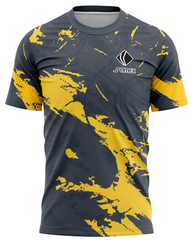 Camisetas Running Cod 0013 GRIS - AMARILLO .