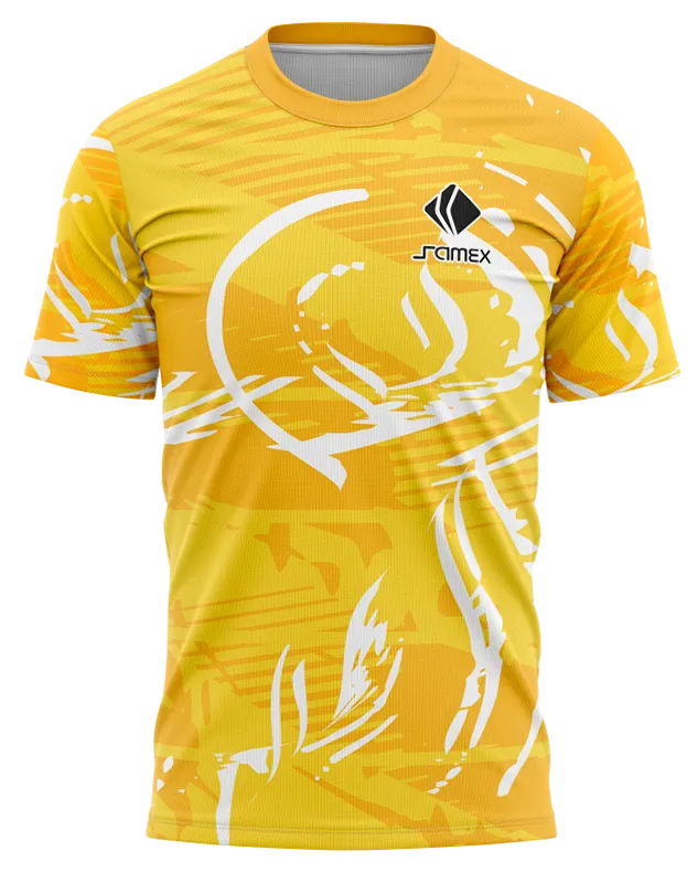 Camisetas Running Cod 0018 AMARILLA - BLANCO .