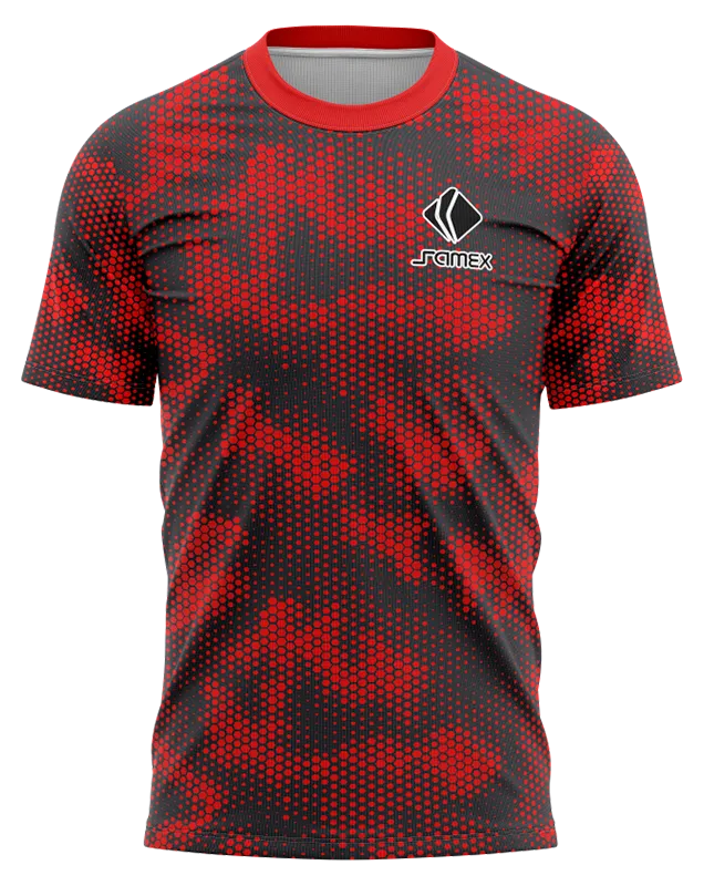 Camisetas Running Cod 0025 GRIS - CIRCULOS - ROJOS .
