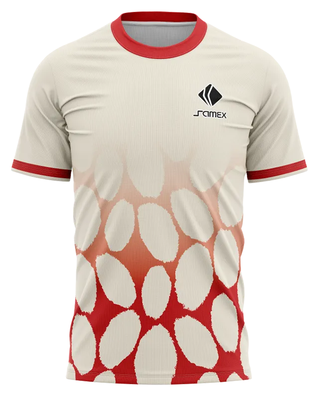Camisetas Running Cod 0030 ROJA - CREMA - OVALADOS .