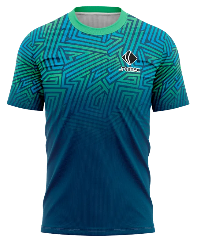 Camisetas Running Cod 0035 AZUL - LINEAS - VERDE - CELESTE .