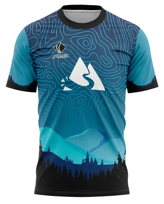 CAMISETA RUNNING COD. 056 AZUL - CELESTE - PAISAJE - LINEAS
