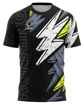 CAMISETA RUNNING COD. 076 NEGRO - RAYOS - RUNNING