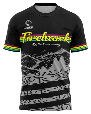 CAMISETA RUNNING COD. 089 NEGRO - MONTAÑAS GRIS - FIREHAWK
