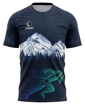 CAMISETA RUNNING COD. 113 AZUL - MONTAÑAS - CORREDOR LINEAL