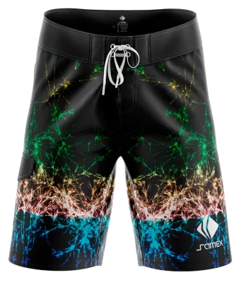 SHORT LARGO NEGRO - DESTELLOS - VERDE - AMARILLO - CELESTE - VERDE COD: 0005 .
