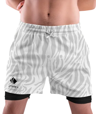 SHORT DEPORTIVO SHORT PADEL BLANCO ANIMAL PRINT - GRIS COD: 0001 .