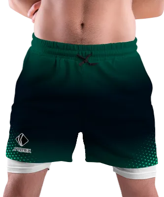 SHORT DEPORTIVO SHORT PADEL DEGRADE VERDE - AZUL - TRIANGULOS COD: 0033 .