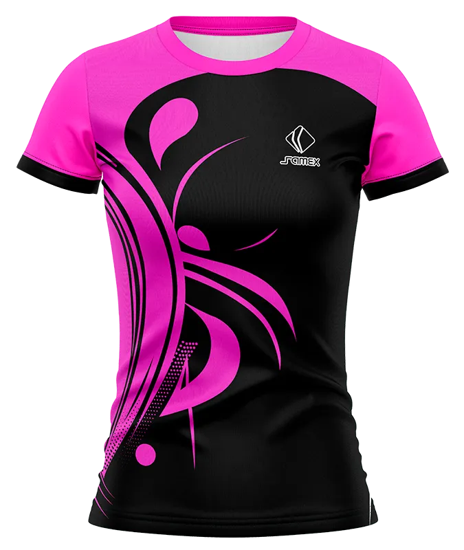 CAMISETA VOLEY FUTBOL DAMA ROSADO CON NEGRO COD: 0001 .