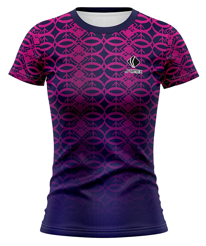 CAMISETA VOLEY FUTBOL DAMA CAMISETA MORADO - ROSADO COD: 0032 .
